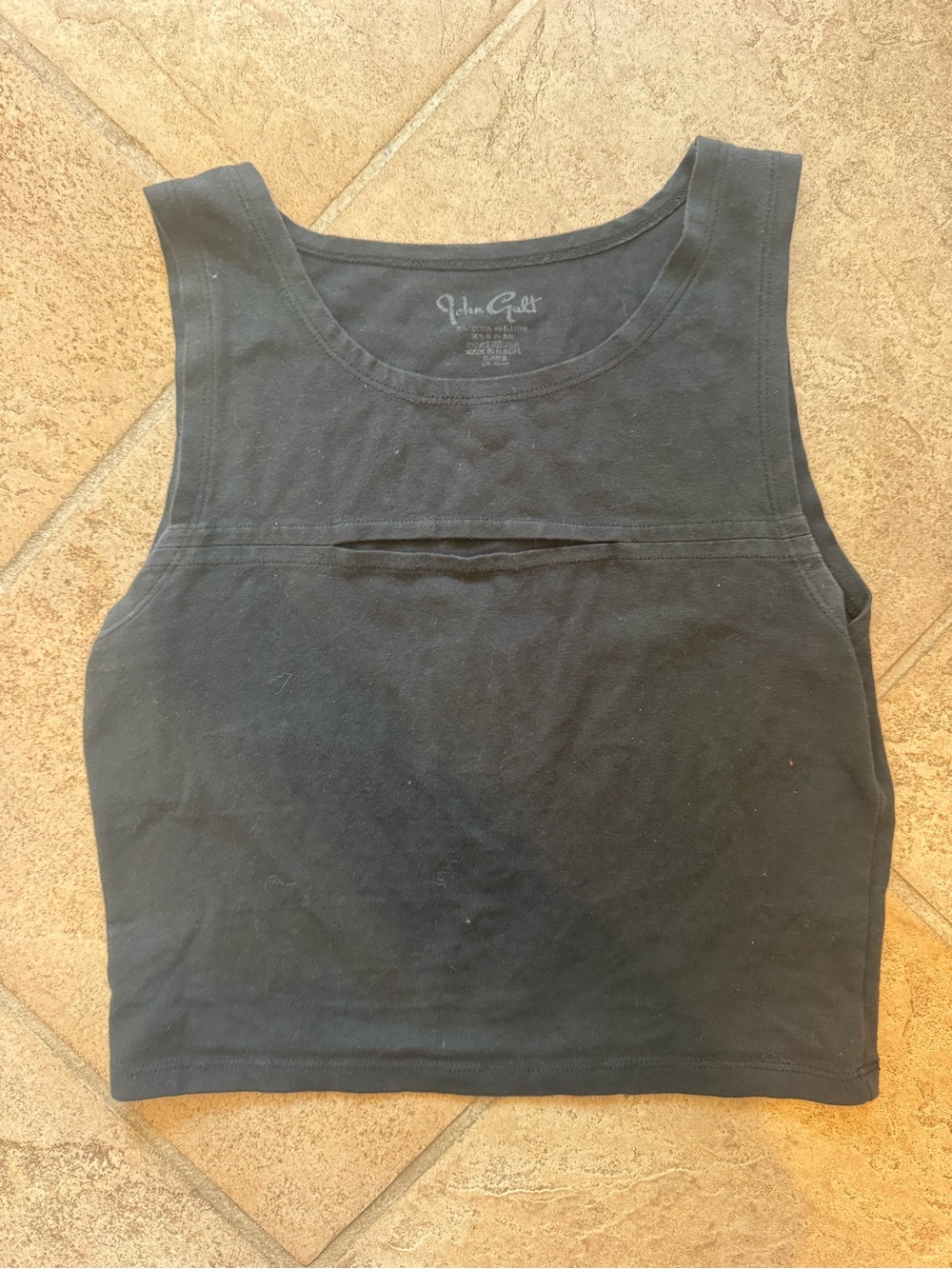 Brandy Melville Black Cropped Tank with Front Seam opening